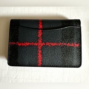 Coach Navy Multi Plaid Canvas Leather Wallet